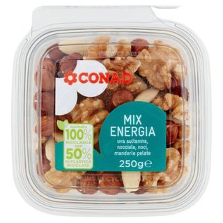 CONAD Mix Energia uva sultanina, nocciole, noci, mandorle pelate 250 g - 8003170082656