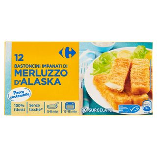 Carrefour 12 Bastoncini Impanati di Merluzzo d'Alaska Surgelato 12 x 25 g