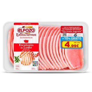 Escalopín De Lomo De Cerdo Marinado Elpozo Extratiernos Bandeja 600 G Aprox.