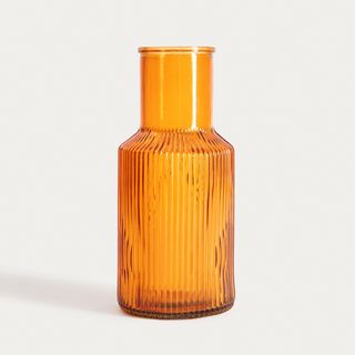 Wazon | TOLLE | szklany prążkowany miodowy | 10x22 cm | 750182