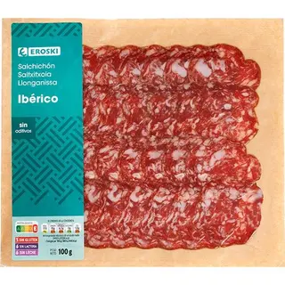 Salchichón Ibérico Extra Eroski, Sobre 100 G