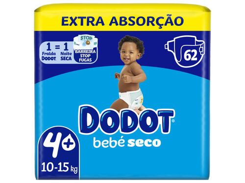 FRALDAS DODOT BEBÉ-SECO EXTRA T4+ 10-15KG 62 UN