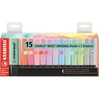 Marcador Stabilo Boss Original Pastel - Set De Mesa Con 15 Colores Pastel (4006381567411)