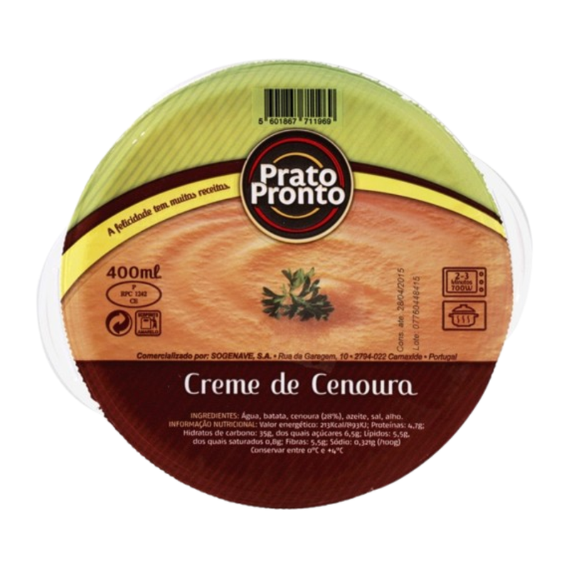 Prato Pronto Creme Cenoura 400ml