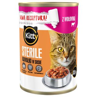 Kitty Sterile Karma dla kota w puszce, z wołowiną, 415 g