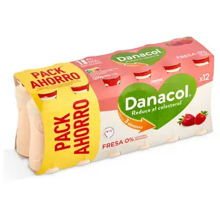 Bebida Láctea De Fresa 0% Azúcares Añadidos Danacol Pack 12 X 100 G