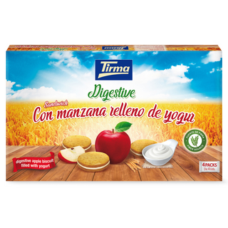Tirma Galletas Digestive Sándwich Rellenas de Manzana y Yogur 180g