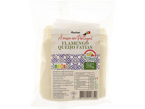 QUEIJO FLAMENGO AUCHAN À MESA EM PORTUGAL FATIAS AÇORES 275G