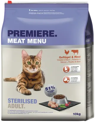 Premiere Meat Menu Sterilised Drób, Wołowina 10kg