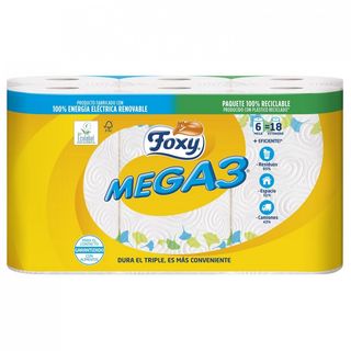 Papel Cocina Mega 3 Triple Rollo Pack 6 Uds.