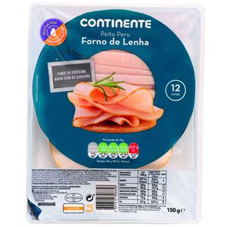Fiambre de Peito de Peru Forno de Lenha Fatiado Continente (emb. 150 gr)