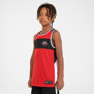 Camiseta De Baloncesto Sin Mangas Reversible Niños - T500R Rojo Negro 141-150Cm10-11A Negro