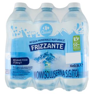 Carrefour Classic Frizzante Acqua Minerale Naturale Monviso 6 x 0,5 L