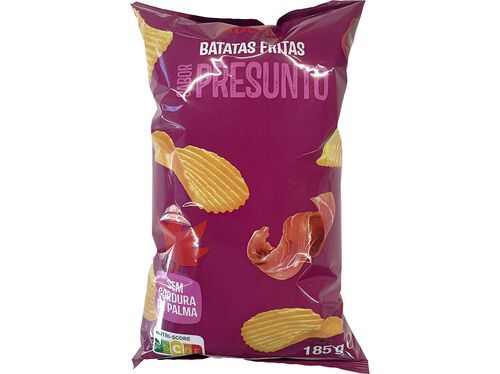 BATATAS AUCHAN FRITAS ONDULADAS SABOR PRESUNTO 185G