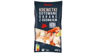 Auchan - Krewetki gotowane obrane z ogonkiem rozmiar: 16 - 20 - 400 g