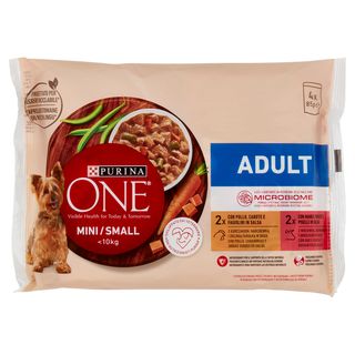 PURINA ONE Mini/Small Adult Pollo e Manzo in Salsa 4 x 85 g