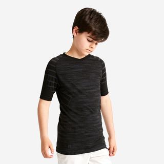 Camiseta Térmica De Fútbol Manga Corta Niños Kipsta Keepdry 500 Negra 151-160Cm12-13A Negro