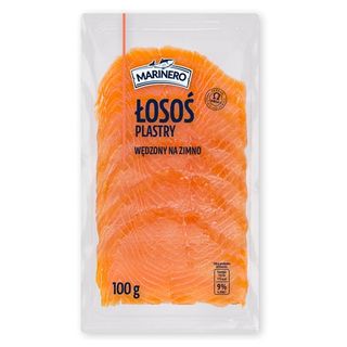 Marinero Łosoś wędzony na zimno w plastrach, 100 g