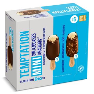 Helado Mini Bombón Sin Azúcar Clásico Y Almendrado Dia Temptation 6 X 36 G