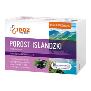 DOZ Product Porost islandzki, pastylki miękkie do ssania, 60