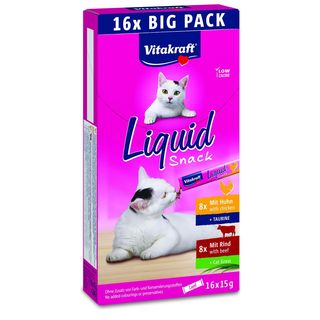 Vitakraft cat liquid snack multipack 16x15g pollo e manzo