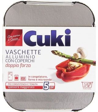 CUKI VASCHETTA IN ALLUMINIO CON COPERCHIO 1 PORZIONE 5PZ   COM0914