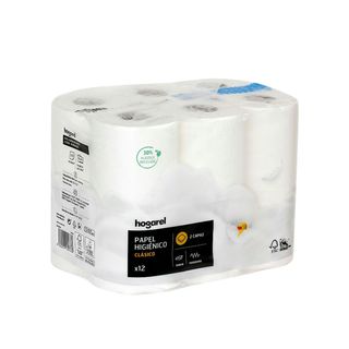 Papel Higiénico Clásico No Compacto 2Capas Hogarel 12 Uds (278764)