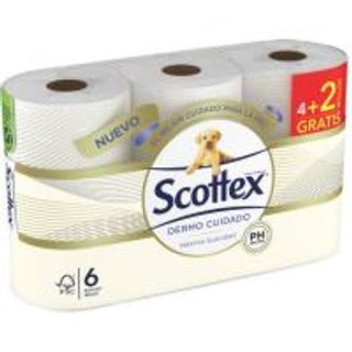 Papel Higiénico Dermo Cuidado Scottex, Paquete 6 Uds (24255010)