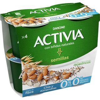 Activia 0% Fibras Con Chía-Almendra Danone, Pack 4X115 Gr. (22844609)