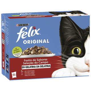Comida En Gelatina Con Carne Para Gatos Felix Original 85 G. Pack 12