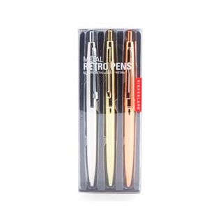 Kikkerland Retro Bolígrafos Metálicos - Set De 3 (0612615079779)