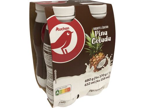 IOGURTE AUCHAN LÍQUIDO PINA COLADA 4X170G