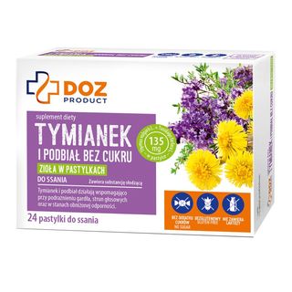 DOZ PRODUCT Tymianek i podbiał, pastylki do ssania bez cukru