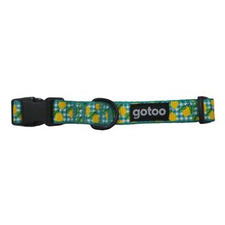 Gotoo Collar cuadro vichy amarillo para perro