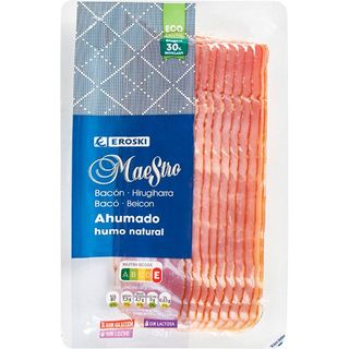 Bacon Ahumado Con Humo Natural Eroski Maestro, Sobre 150 Gr. (16460800)