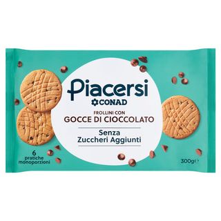 PIACERSI CONAD Frollini con Gocce di Cioccolato 6 x 50 g - 8003170073456