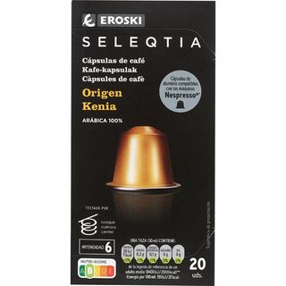 Café Kenya compatible Nespresso EROSKI SELEQTIA, caja 20 uds (26607374)