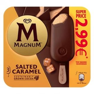 Helado De Caramelo Salado Recubierto De Chocolate Con Leche Magnum 3 Uds.