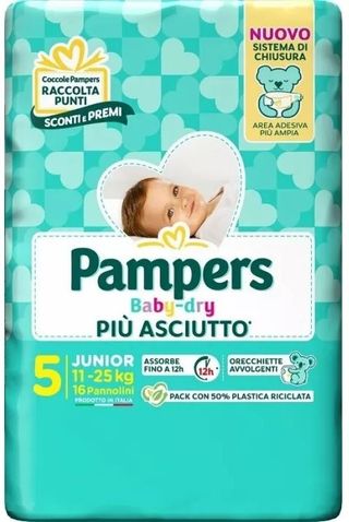 PAMPERS BABY DRY JUNIOR 11-25KG 16 PANNOLINI FAT7803