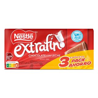Chocolate Con Leche Nestlé Extrafino 3 X 125 G