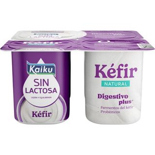 Kéfir natural sin lactosa KAIKU, pack 4x125 g (26749416)