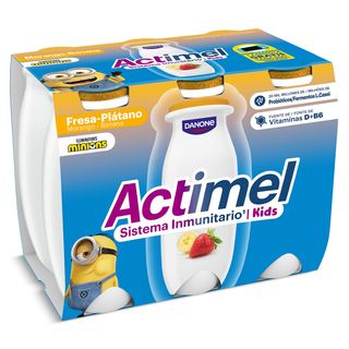 Yogur Líquido De Fresa Y Platano Actimel Pack 6 X 100 G