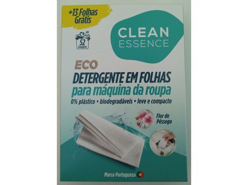 DETERGENTE ROUPA MÁQUINA CLEAN ESSENCE EM FOLHAS  PÊSSEGO 52D