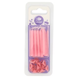 Carrefour Classic Candeline rosa con supporti 12 pz