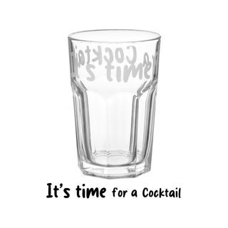 Bicchiere in vetro scritta Time for cocktail - 355 ml