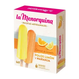 Gelado La Menorquina Polo Limão e Laranja 6un