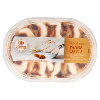 Carrefour Extra Gelato al gusto Panna Cotta Variegato, con Granella di Croccante di Mandorle 200 g