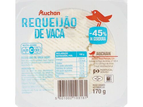 REQUEIJÃO DE VACA AUCHAN LIGHT 170G