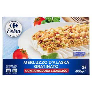 Carrefour Extra Merluzzo d'Alaska Gratinato con Pomodoro e Basilico Surgelato 400 g