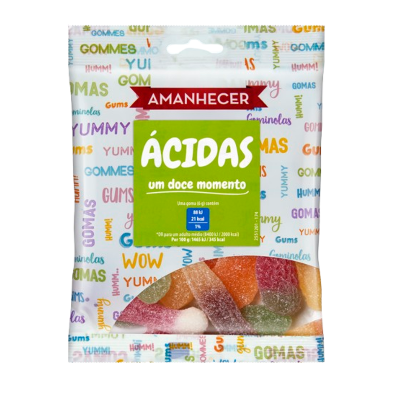 Amanhecer Gomas Sortido Ácido 100g